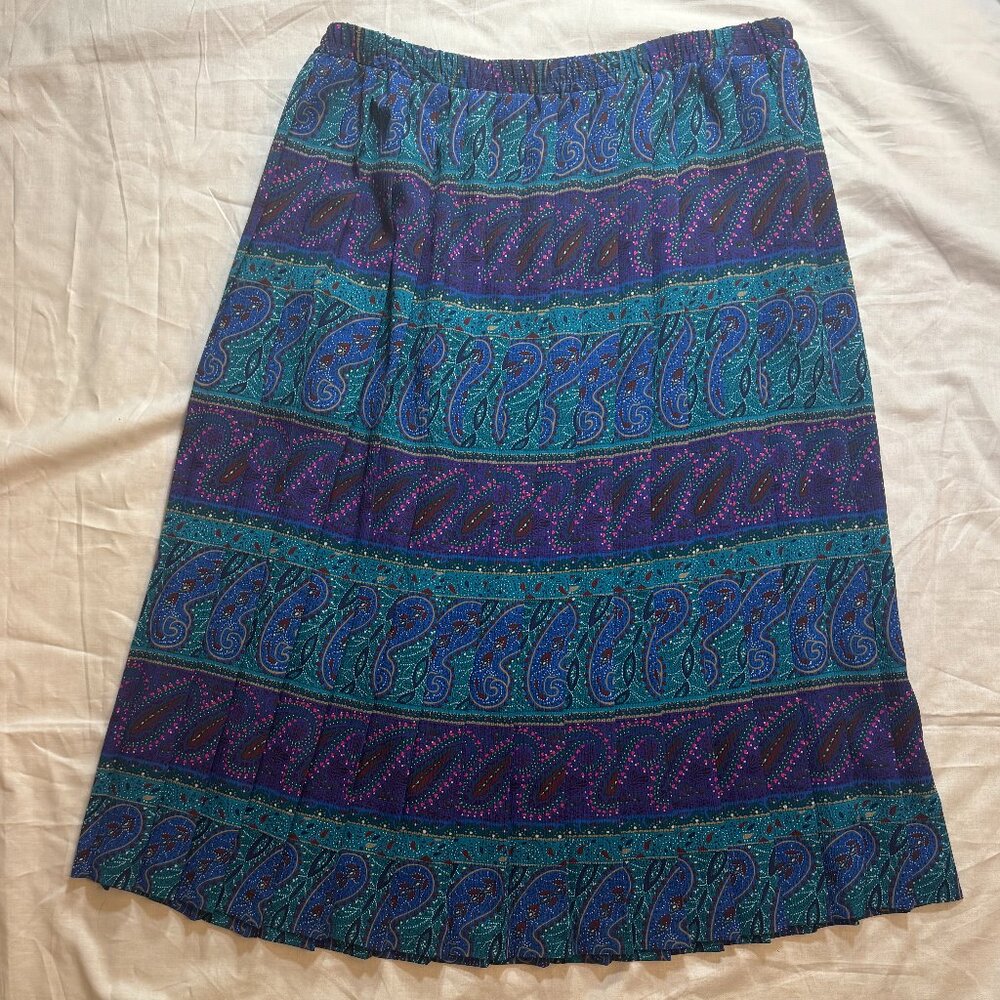 Vintage Leslie Fay Jewel Tone Pleated Skirt, Size 16P